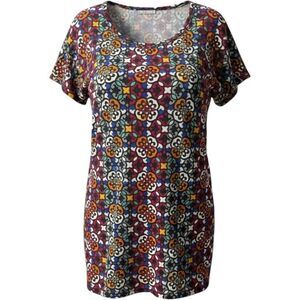 LuLaRoe Randy Tee Womens 3xl Multicolor Stained Glass Medallion Raglan Top Indie